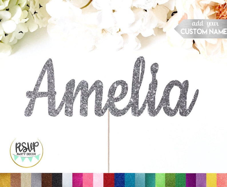 Custom Cake Topper, Name Cake Topper, Custom Name Cake Topper, Glitter Name Cake Topper, Cake Topper, Customized, Personalised Topper image 2