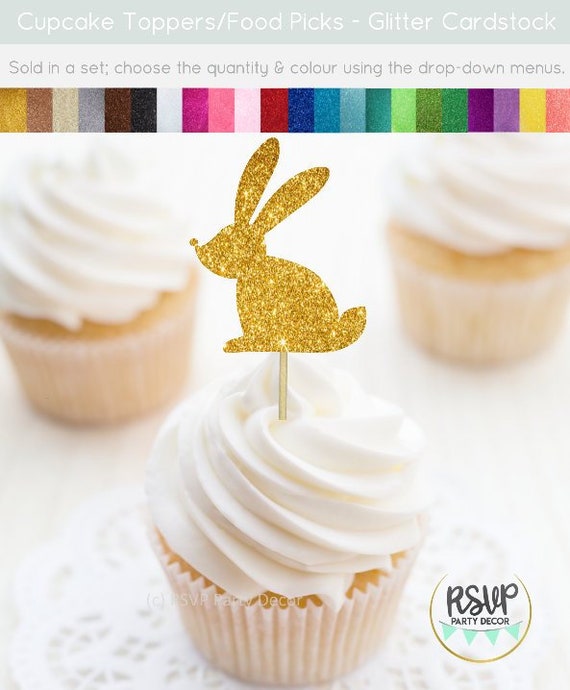 Bunny Cupcake Toppers Rabbit Cupcake Toppers Easter Cupcake Etsy