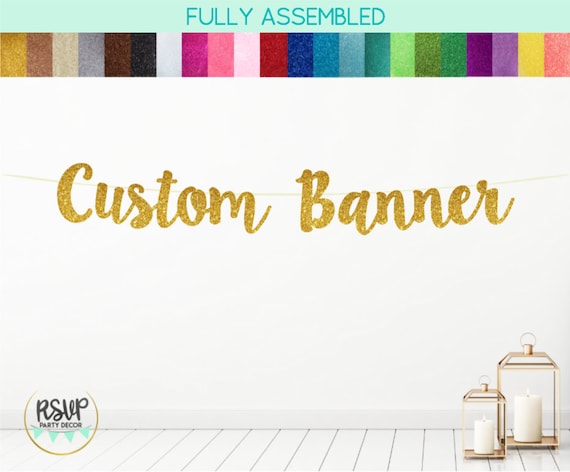 Custom Banner in Brush Font, Personalized Party Decorations, Custom Cursive Banner, Baby Name Bunting, Custom Wedding Banner, Any Text Sign Il_570xn