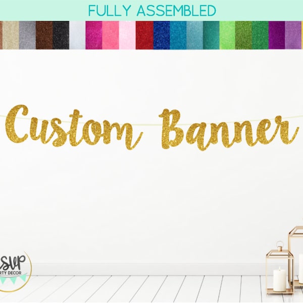 Custom Banner in Brush Font, Personalized Party Decorations, Custom Cursive Banner, Baby Name Bunting, Custom Wedding Banner, Any Text Sign