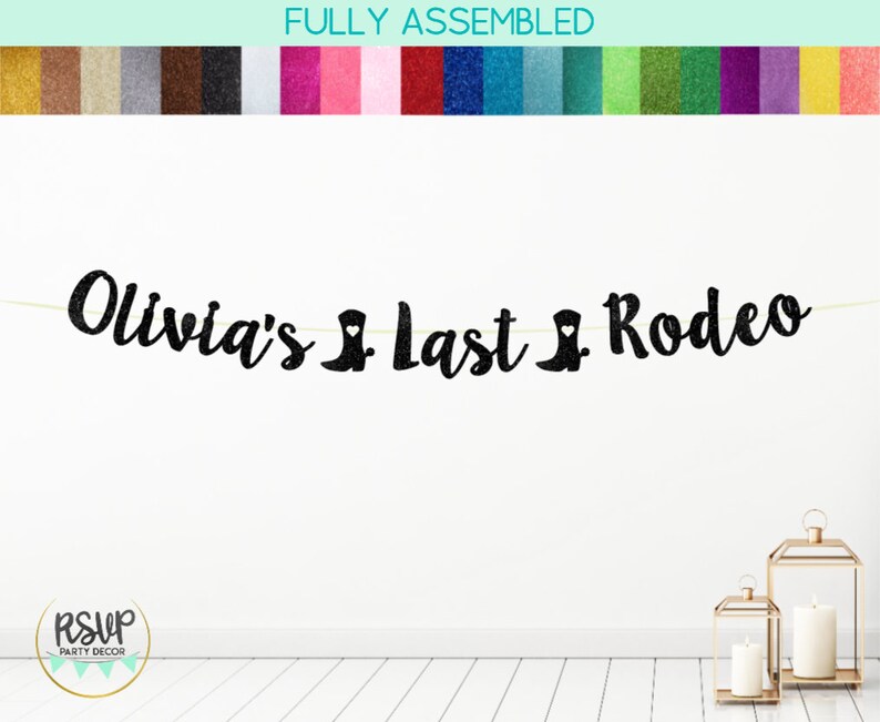 Custom Last Rodeo Banner, Austin Bachelorette Decorations, Last Rodeo Bachelorette, Western Bach Party Supplies, Nashville Sign Backdrop image 3
