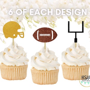 18 PCS Football Cupcake Toppers, Football Birthday Party Decorations, Sports Party Decor, Football 1st Birthday Decor, First Down Toppers