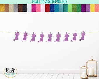 Party Hat Cat Garland, Cat Party Decor, Cat Birthday Party Decorations, Kitty Birthday Party Decor, Kitten Party Decorations, Cat Banner