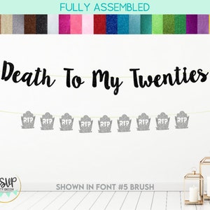 Death To My Twenties Banner, Gothic 30th Birthday Party Decorations, Tombstone Garland, Halloween 30th Birthday Party Decor, Gravestone Sign