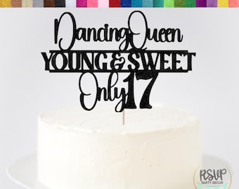 Décoration de gâteau Reine dansante, décoration de gâteau 17e anniversaire, 17 décorations de gâteau, dix-sept décorations de fête, décoration de fête danse 17e, jeune et douce