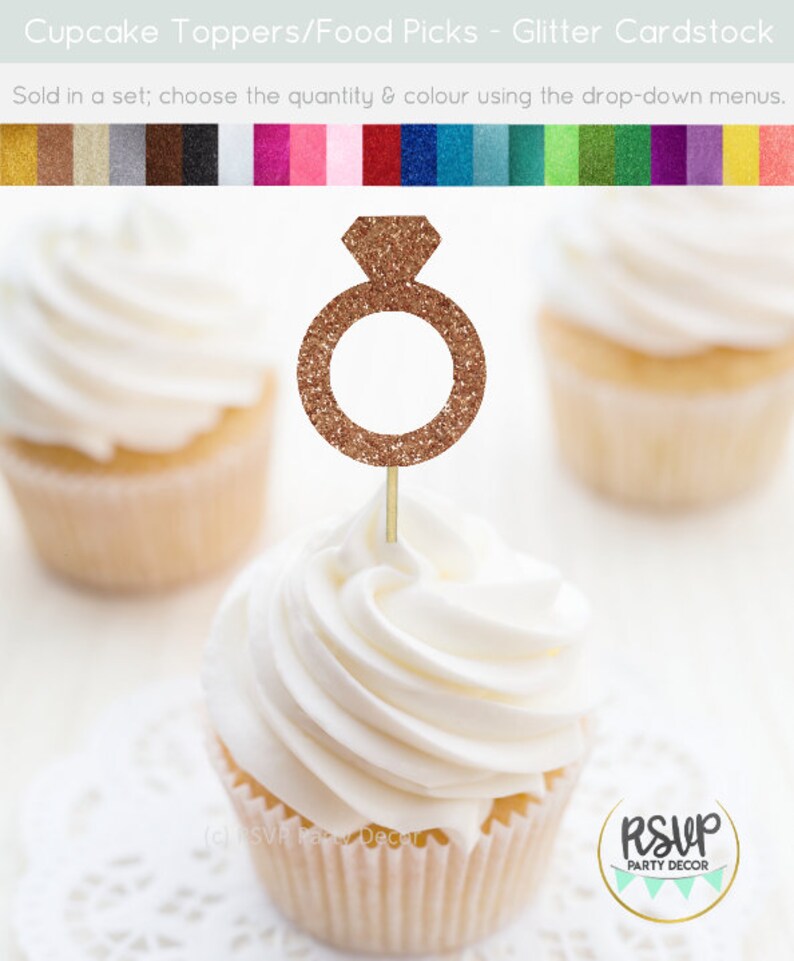 Ring Cupcake Toppers Wedding Cupcake Toppers Engagement Etsy