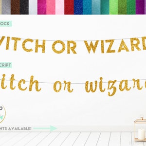 Witch or Wizard? Banner, Glitter Witch or Wizard Sign, Witch or Wizard Gender Reveal, Halloween Gender Reveal, Wizard Gender Reveal
