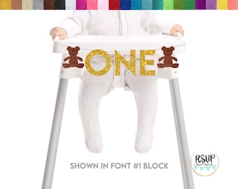Estandarte de la silla alta del oso de peluche, decoración de la fiesta del primer cumpleaños del oso de peluche, empavesado de la trona del primer cumpleaños de Beary, decoración del primer cumpleaños del oso de peluche