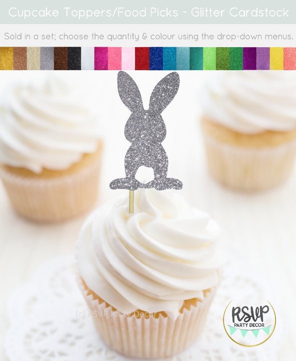 Bunny Cupcake Toppers Rabbit Cupcake Toppers Easter Cupcake Etsy