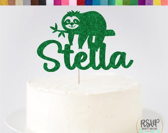 Adorno para tarta de perezoso personalizado, decoración para fiesta de cumpleaños de perezoso, decoración para fiesta de perezoso, decoración para fiesta de selva tropical, decoración para fiesta con temática de zoológico