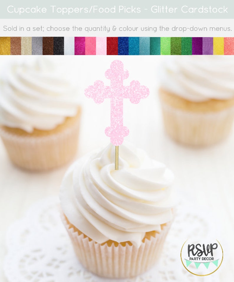 Cross Cupcake Toppers Baptism Cupcake Toppers Christening Etsy Canada