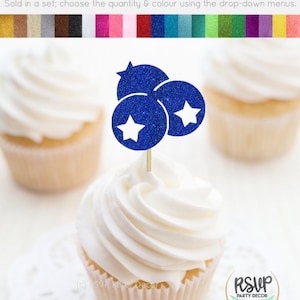 Blueberry Cupcake Toppers, Blueberry Party Decorations, Fruit Birthday Party Decor, Twotti Frutti Cupcake Toppers, Blueberries Party Decor
