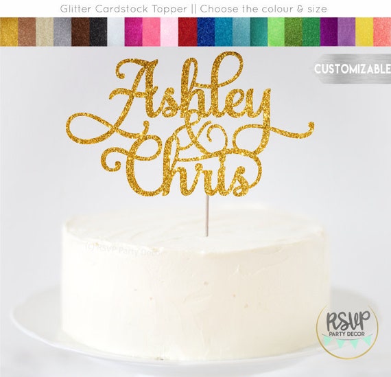 Custom Names Cake Topper, Personalized Cake Topper with Two Names, Custom Engagement Cake Topper, Wedding Cake Topper, Name Cake Topper Il_570xn