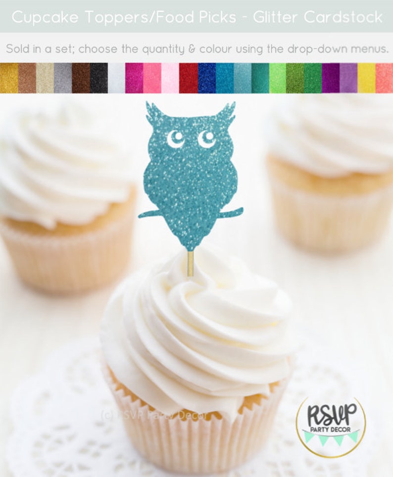 Owl Cupcake Toppers Owl Food Picks Owl Party Decor Owl Baby Etsy