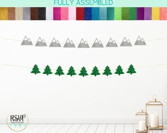 Guirnalda de montaña y árbol, pancartas de Camping, decoración de fiesta de Camping, decoración de fiesta de cumpleaños de cabina, decoraciones de despedida de soltera de campamento
