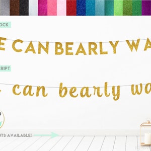 Possiamo sopportare il banner dell'attesa, il banner del baby shower del boscaiolo, l'arredamento del baby shower woodland, il banner del box doccia a quadri della foresta, la doccia a quadri di buffalo