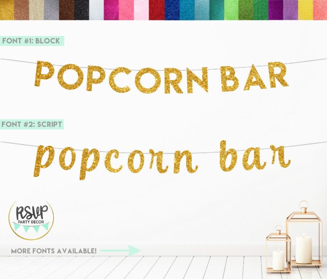 Popcorn Bar Banner Popcorn Bar Sign Popcorn Station Banner Etsy