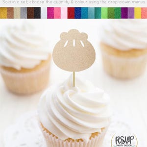 Dumpling Cupcake Toppers, Dumpling Baby Shower Party Decorations, Dimsum Birthday Party Decor, Kawaii Birthday Party Decor, Bao Party Decor