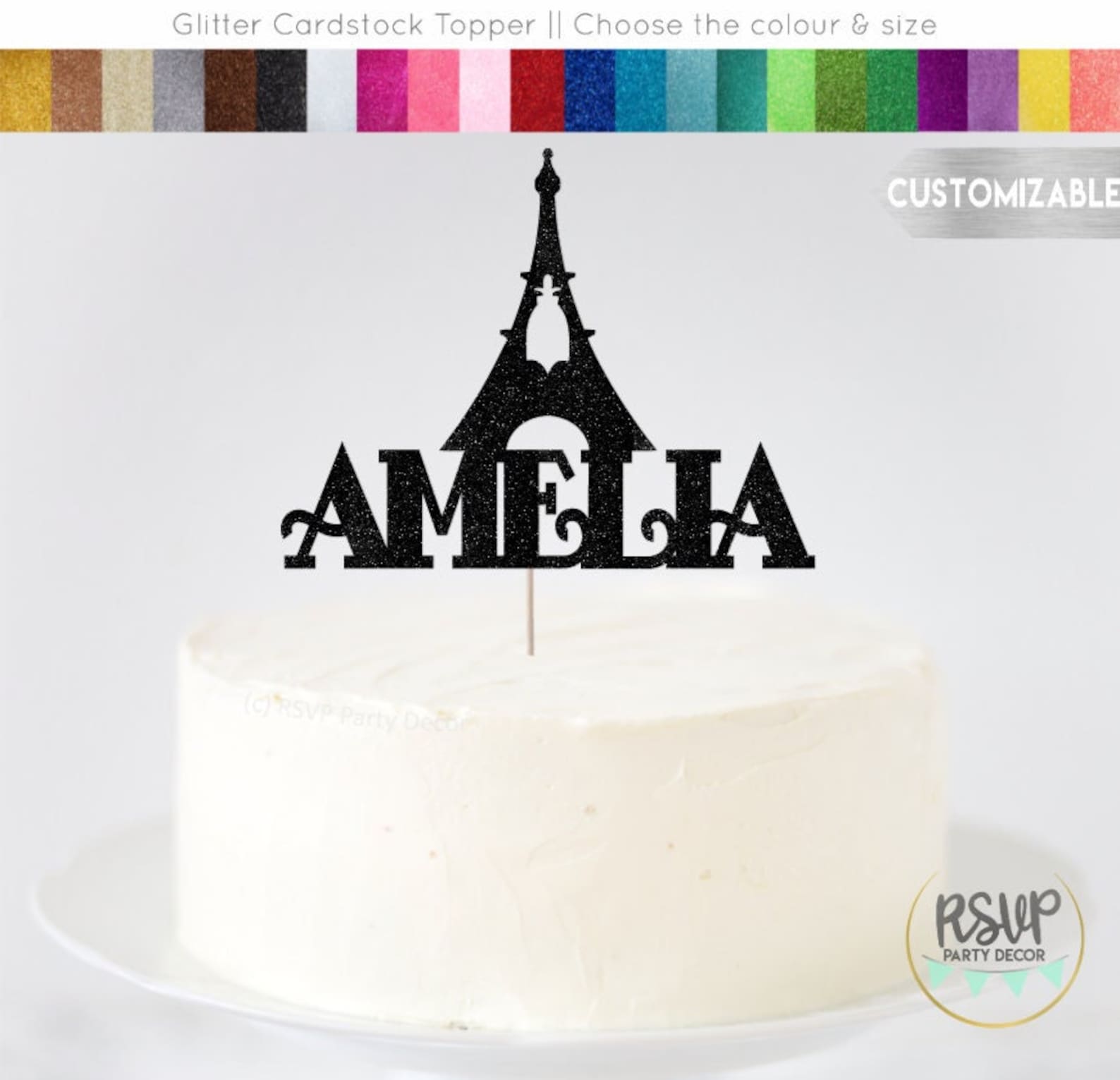 Custom Eiffel Tower Cake Topper Paris Birthday Party Etsy