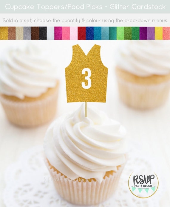 Custom Basketball Jersey Cupcake Toppers, Basketball Cupcake Toppers, Basketball Birthday Party Decor, Sports Party Decorations With Number Il_570xn