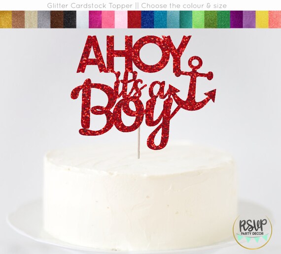 Ahoy It S A Boy Cake Topper Nautical Boy Baby Shower Pirate Baby