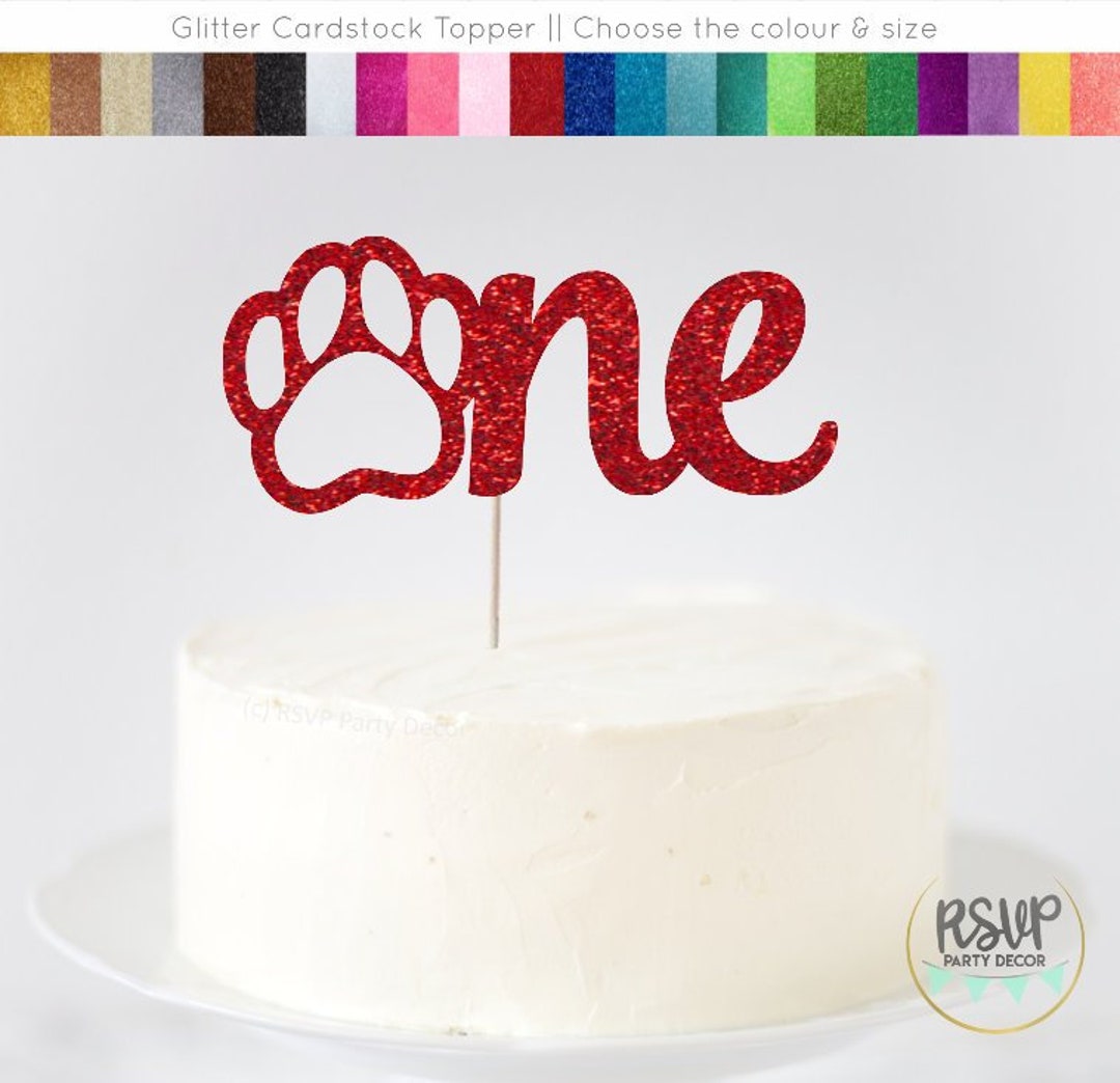Paw One Cake Topper, Dog 1st Birthday Cake Topper, Puppy Themed 1st