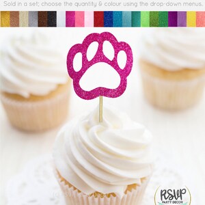Paw Print Cupcake Toppers, Puppy Cupcake Toppers, Dog Food Picks, Kitty ...