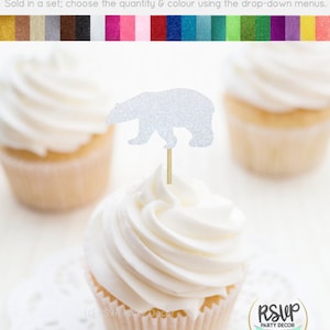 Toppers per cupcake dell'orso polare, decorazioni per feste di Natale, decorazioni per feste artiche, scelte alimentari per le vacanze, decorazioni per feste di compleanno dell'orso polare