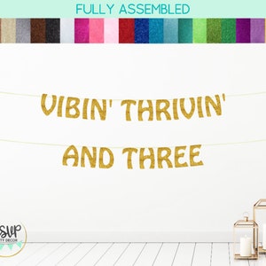 Boho 3rd Birthday Party Decor, Vibin&#39; Thrivin&#39; and Three Banner, Coachella 3rd Birthday Party, Boho Third Birthday Party, Vibing Thriving 3