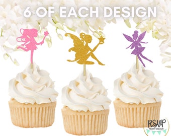 18 PCS Fairy Cupcake Toppers, Fairy Food Picks, Fairy Party Decorations, Fairy Birthday Party Decor, Magical Garden Themed Party Decorations