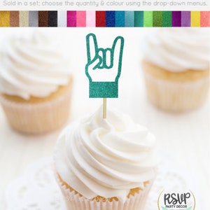 Rock Hand Cupcake Toppers, Music Party Decorations, Rock Star Cupcake Toppers, Rock n Roll Party Decor, Music Theme Birthday Decor image 7