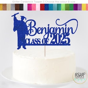 Topper per torta personalizzato per la classe del 2025, congratulazioni nome laureato 2025, topper per torta di laurea, decorazioni per festa di laurea, cartello di laurea personalizzato