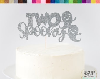Two Spooky Cake Topper, Halloween Twins Baby Shower, Halloween Twins Gender Reveal Party Decor, October Ghost 2nd Birthday Party Decorations