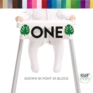 Palm Leaf One High Chair Banner, Wild One Party Decor, Tropical 1st Birthday Party Decor, Safari First Birthday High Chair Bunting