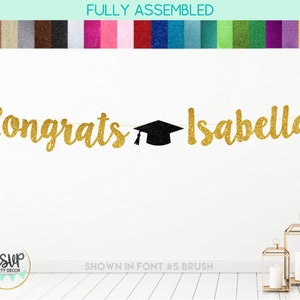 Custom Congrats Graduation Banner, Happy Graduation Name Banner, Personalized Graduation Banner, Class of 2024 Sign, Glitter Congrats Grad