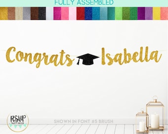 Custom Congrats Graduation Banner, Happy Graduation Name Banner, Personalized Graduation Banner, Class of 2024 Sign, Glitter Congrats Grad