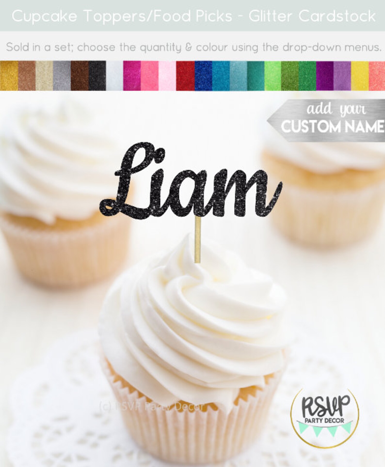 Custom Name Cupcake Toppers Personalized Cupcake Toppers Etsy
