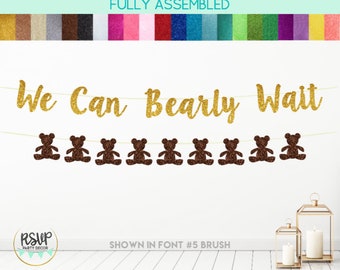 We Can Bearly Wait Banner, Teddy Bear Garland, Teddy Bear Baby Shower Banner, Teddy Bear Gender Reveal Decorations, Teddy Bear Party Decor