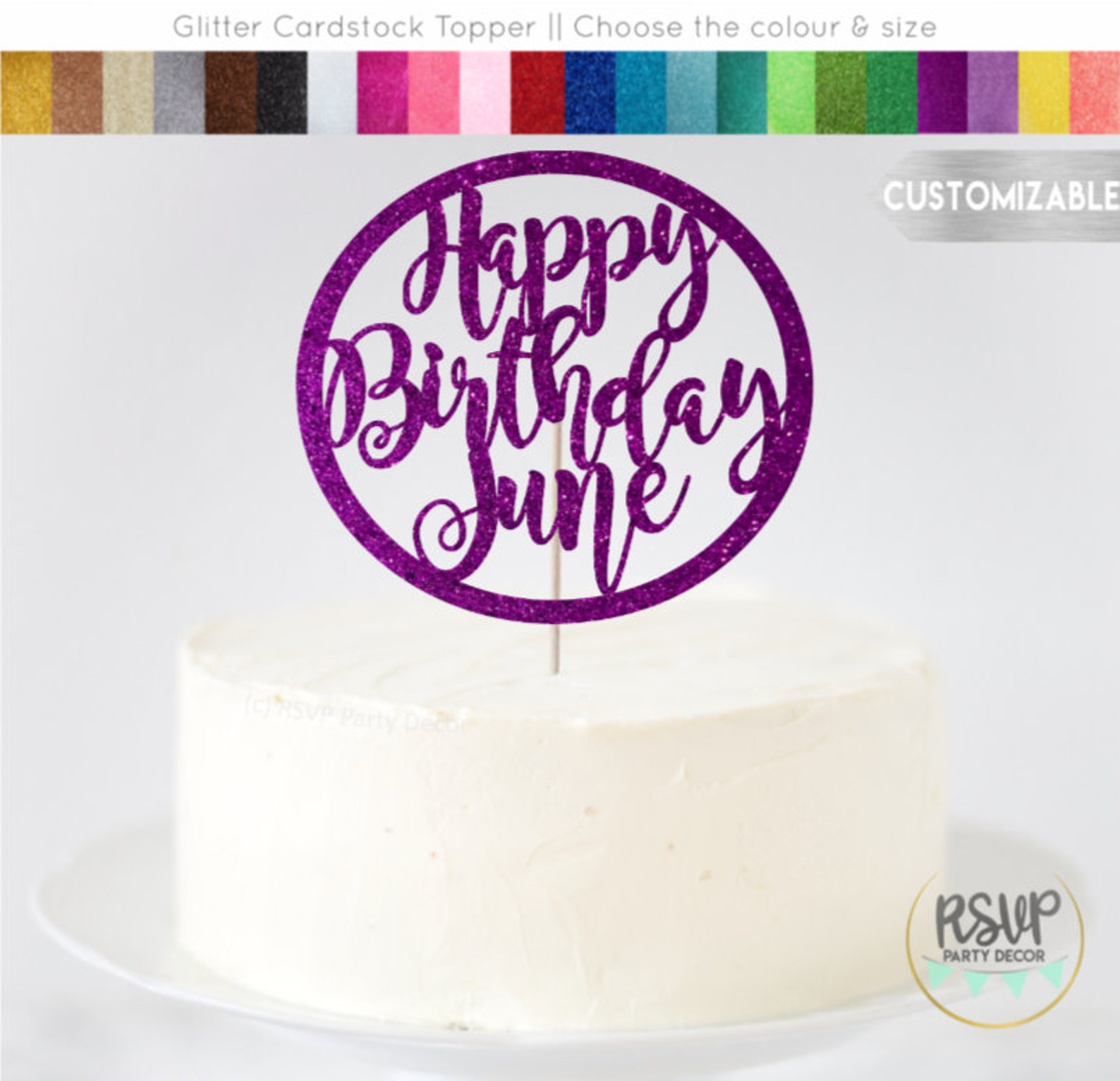 Circle Custom Happy Birthday Cake Topper Personalized Happy - Etsy