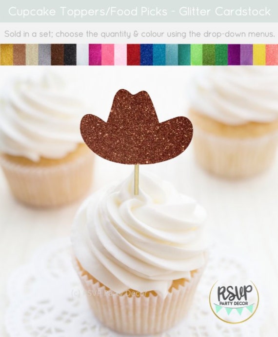 Cowboy Hat Cupcake Toppers, Cowgirl Hat Food Picks, Cowboy Party Decor, Derby Cupcake Toppers, Rodeo Party Decor, Country Party Decor Il_570xn