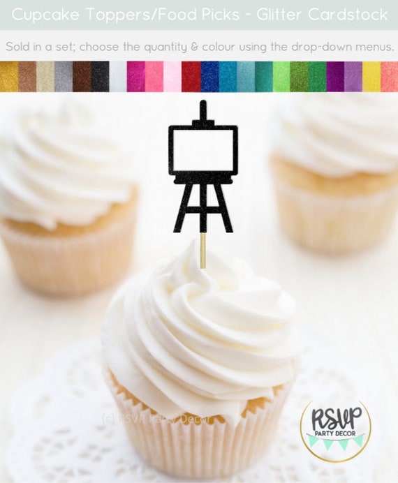 Paint Easel Cupcake Toppers, Paint Art Cupcake Toppers, Art Themed