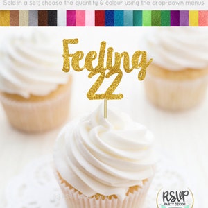 Feeling 22 Cupcake Toppers, 22nd Birthday Party Decor, Twenty Two Toppers, T Swift Birthday Decor, Taylor Swift, 22 Years Old, 22 Food Picks image 2