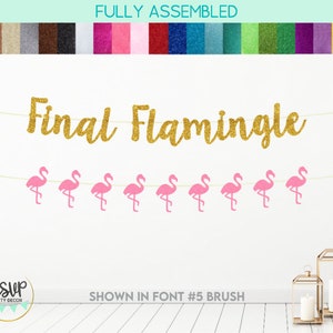 Banner Flamingle finale, Ghirlanda di fenicotteri, Decorazione per feste di addio al nubilato sulla spiaggia, Decorazione per feste di destinazione Beachelorette, Doccia nuziale Flamingo