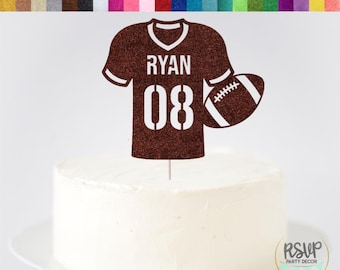 Custom Football Jersey Cake Topper, Football Cake Topper, Football Themed Party, Football Birthday Party Decor, Sports Party Decorations