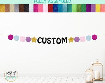 Banner de fiesta de pulsera de amistad personalizado, decoración temática de la amistad de Taylor, decoraciones con brillo, suministros para fiestas de gira, signo de cuentas con nombre de eras adolescentes