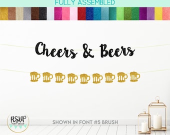 Cheers & Beers Banner, Beer Garland, Beer Birthday Party Decorations, Men's Birthday Party Decor, 30th Birthday Banner, 40th Birthday Decor