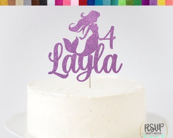 Custom Mermaid Cake Topper, Nombre y Edad Mermaid Cake Topper, Name Mermaid Cake Topper, Under The Sea Mermaid 1st Birthday Party Decor