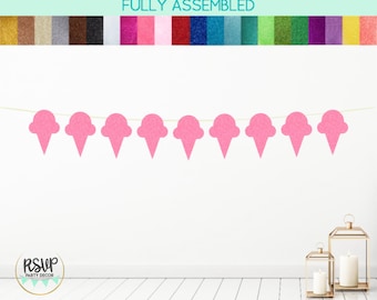 Ice Cream Garland, Ice Cream Party Decor, Ice Cream Birthday Decor, Sweet One Two Sweet Birthday Decoraties, Glitter Ice Cream Banner