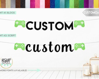 Benutzerdefiniertes Video Game Controller Banner, Videospiel Themen Party Dekorationen, Level Up Banner, Gamer Geburtstag Party Zubehör, Game Party Dekor