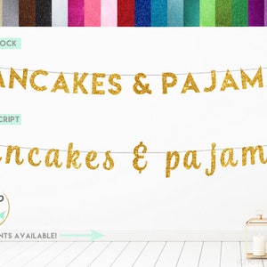 Pancakes & Pajamas Banner, Pancakes and PJ's Sign, Pancakes and Pajamas Party Decorations, Sleepover Birthday Party Decor, Slumber Party